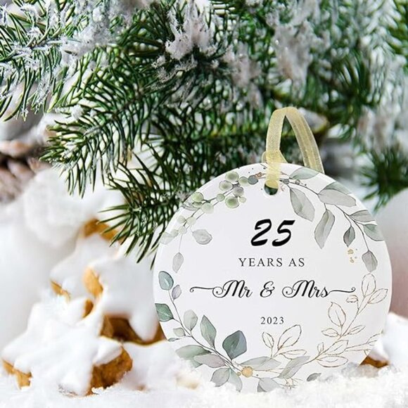 Happy 25th Anniversary Ceramic Ornament 2023 Christmas - BRAND NEW - Picture 3 of 11